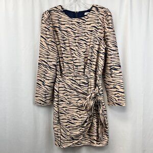 TCEC Womens Blush Navy Tiger Print Long Sleeve Short Mini Dress Size Large